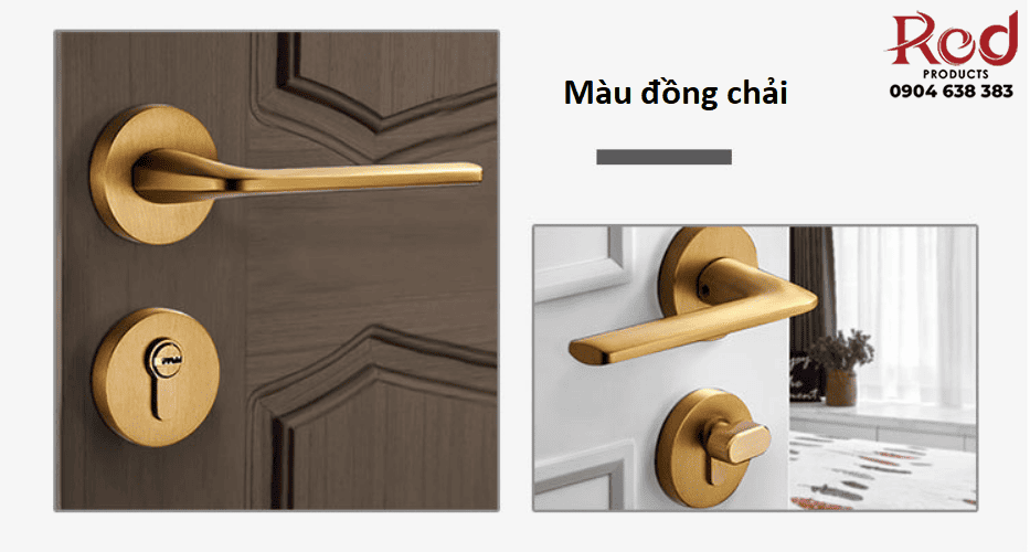 Khoá cửa phòng tay gạt bằng đồng cao cấp CS01-218 9