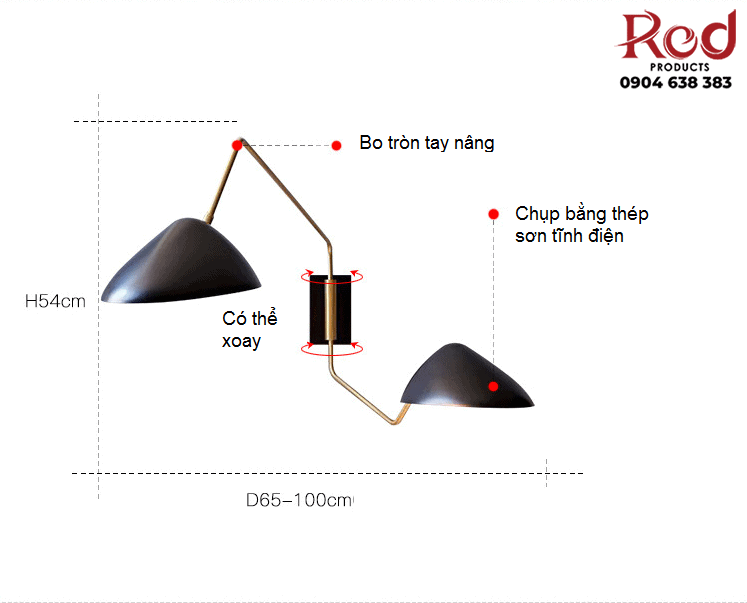 Đèn treo tường phòng ngủ phòng khách HZ4524 3
