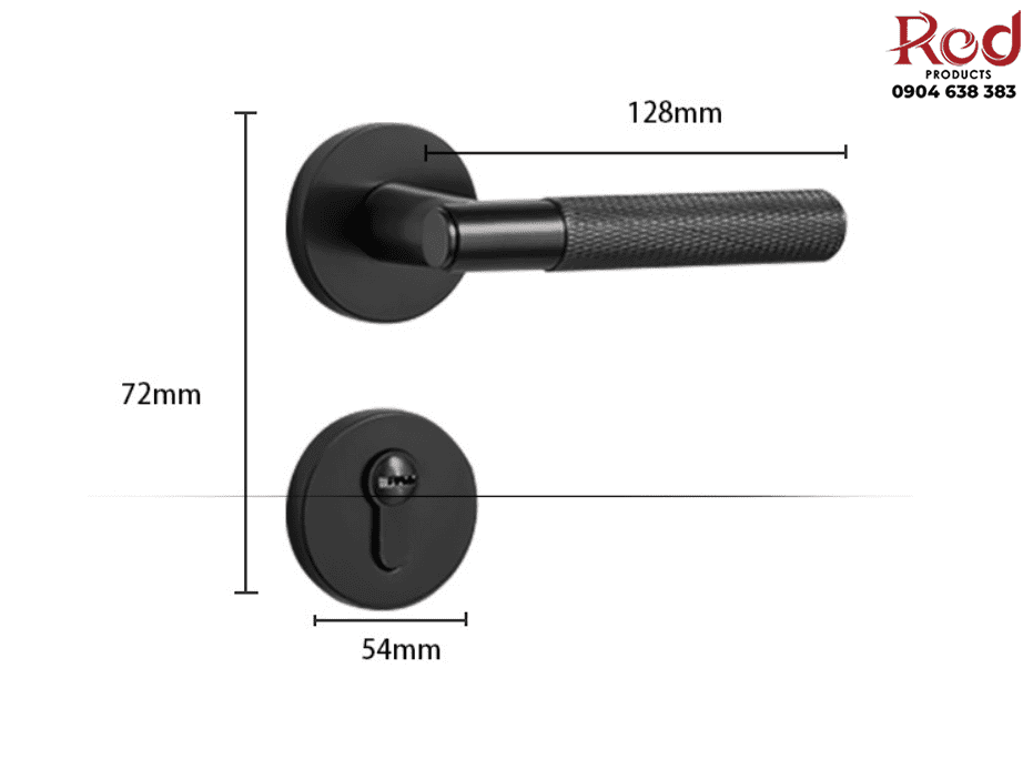 Khóa cửa phòng hiện đại bằng đồng khía 911-A 22