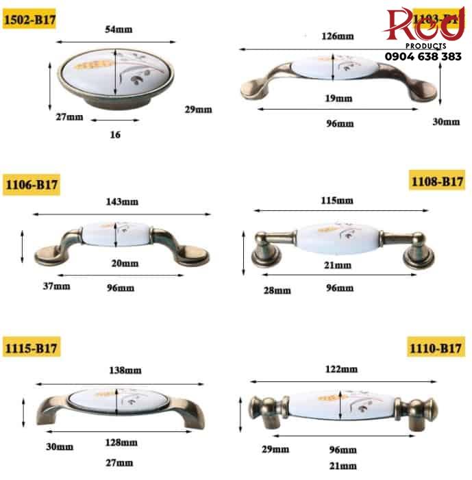 Tay nắm tủ gốm sứ chân đế đồng xanh AIQI.B17 17