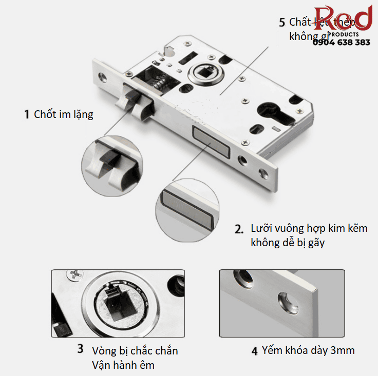 Khóa cửa phòng cổ điển bằng đồng S09S684