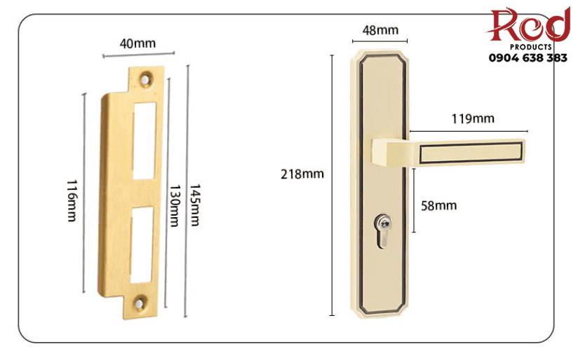 Khóa cửa phòng cổ điển bằng đồng S09S684