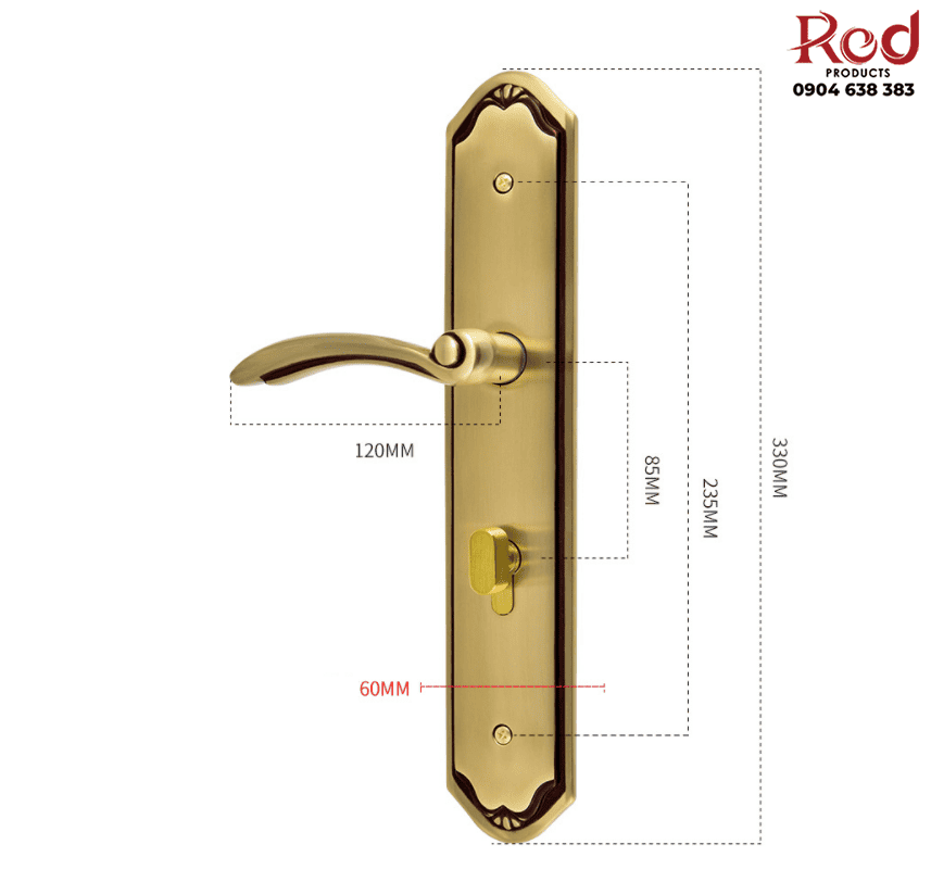 Khóa cửa thông phòng cổ điển bằng đồng T85-M6050 16