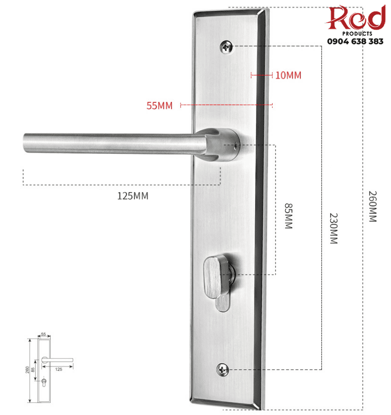 Ổ khóa cửa phòng ngủ Inox 304 cao cấp FG-613 13