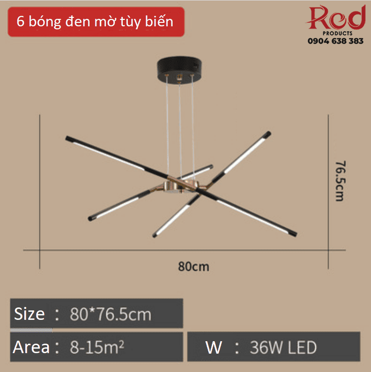 Đèn thả bàn hiện đại màu đen HSF7821B6