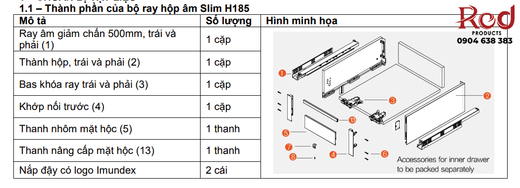 Ray hộp Imundex màu xám 7273021/22/23 3