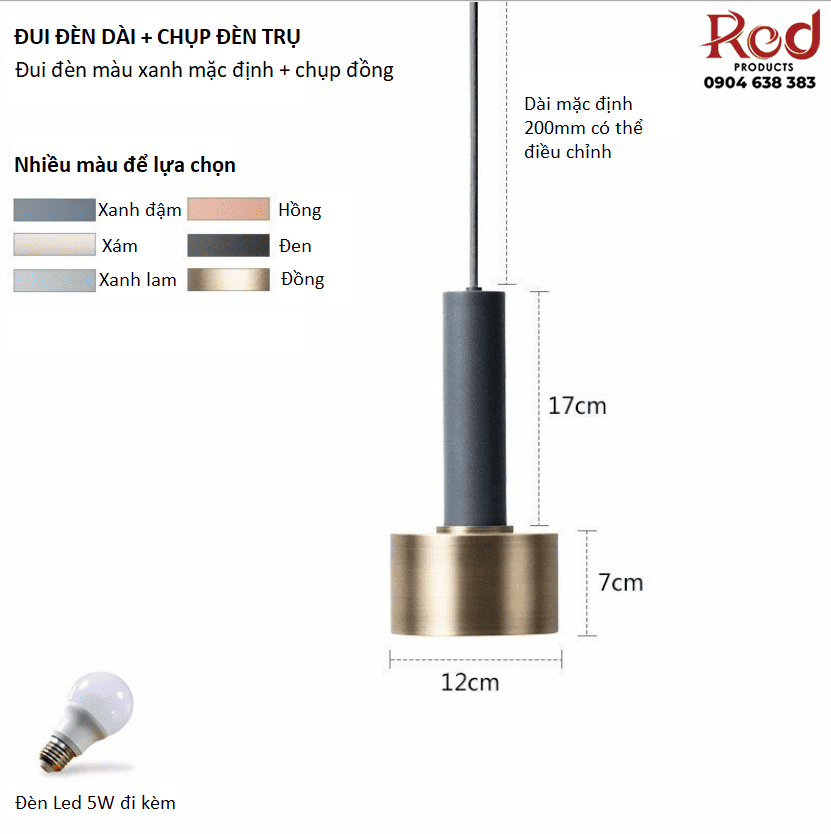 Đèn thả trần hiện đại tối giản giá rẻ hình trụ A8003E 10