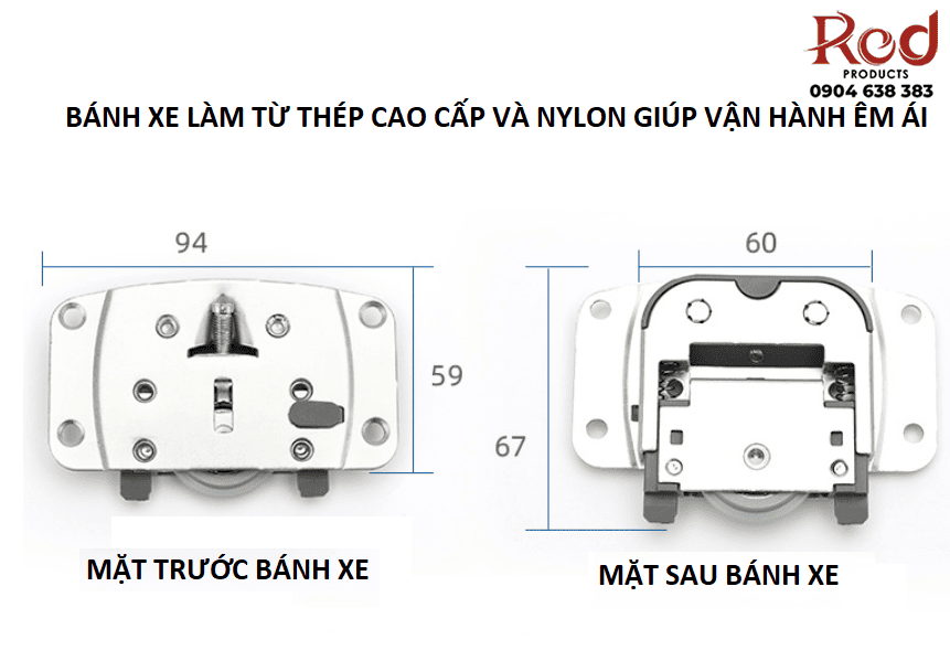 Bánh xe cửa lùa tủ áo lắp âm BTS-M102 3