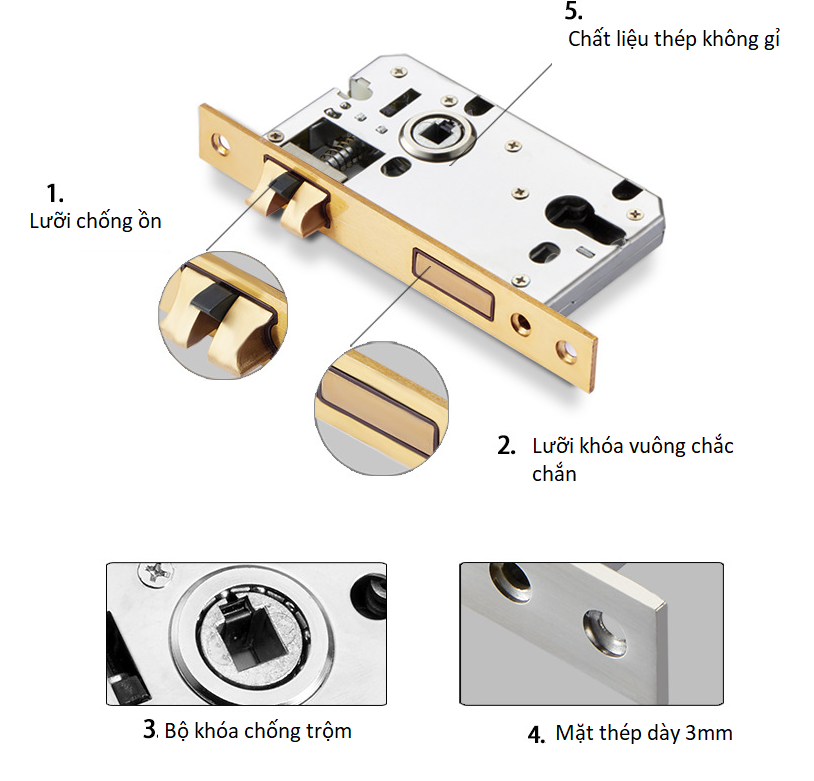 Ổ khoá cửa gỗ phòng ngủ tay gạt hợp kim 693-233 24