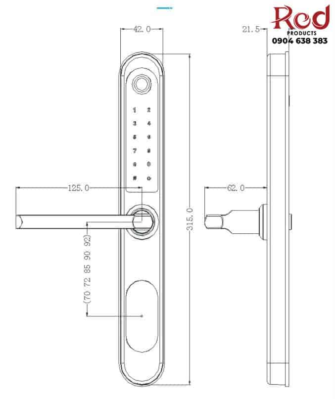 Khóa thẻ từ vân tay cho cửa nhôm xingfa VMAN.H1 20