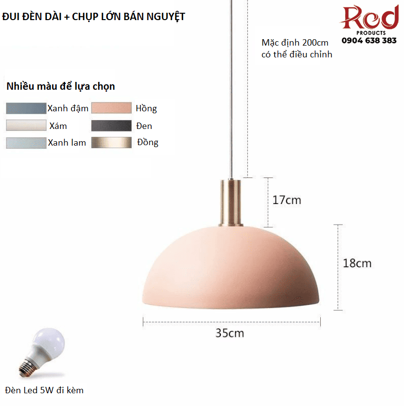 Đèn thả trần giá rẻ hình bán nguyệt A8003C 15