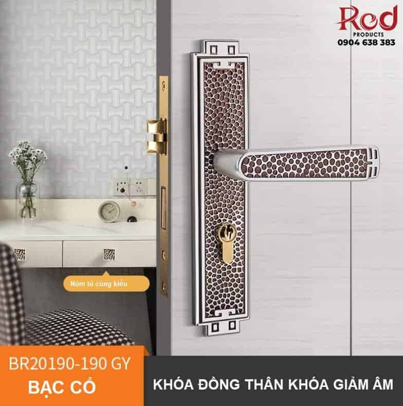 Khóa cửa bằng đồng màu bạc cổ Pháp BR20190-GY 16