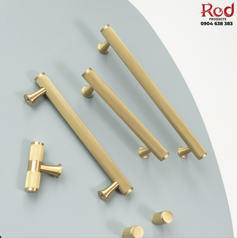 Tay nắm tủ hiện đại đồng brass lưới khía nhập khẩu Italia C1251