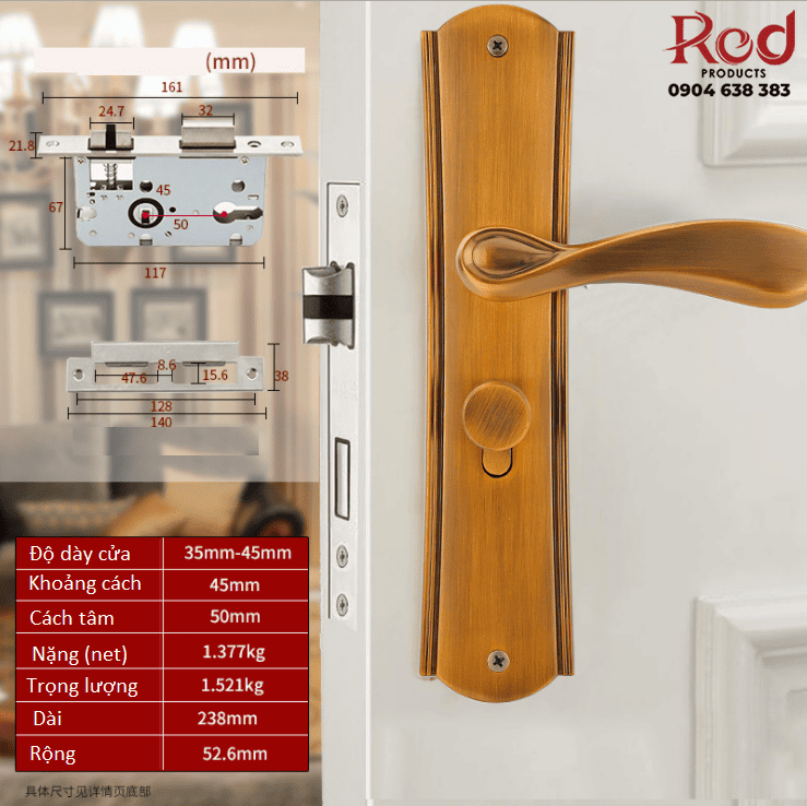 Khóa cửa phòng ngủ phòng tắm cao cấp LDS7001 17