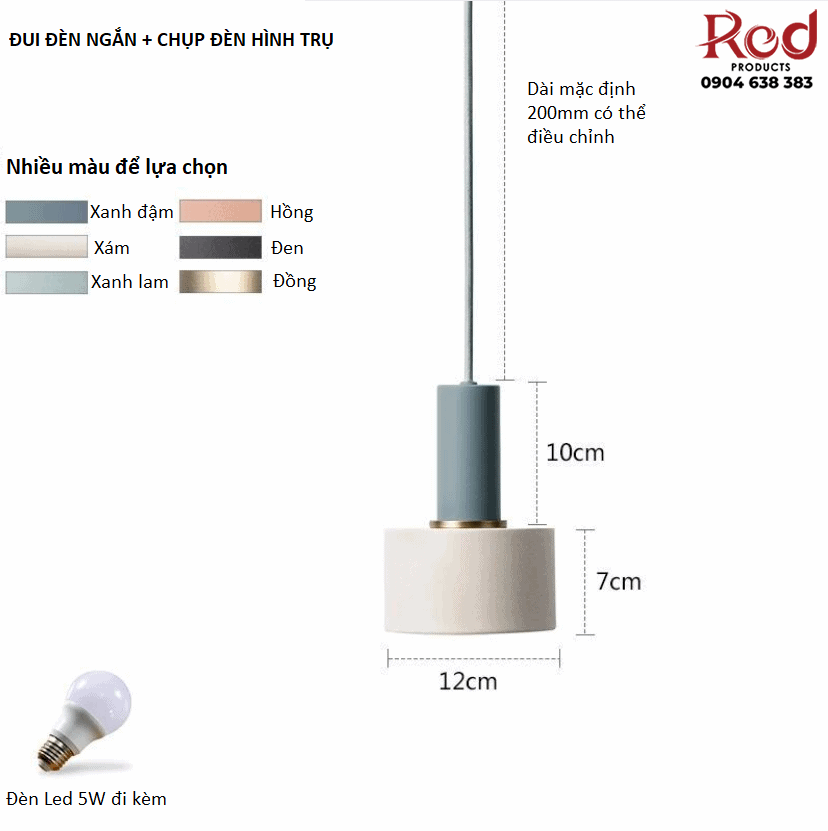 Đèn thả trần hiện đại tối giản giá rẻ hình trụ A8003E 11