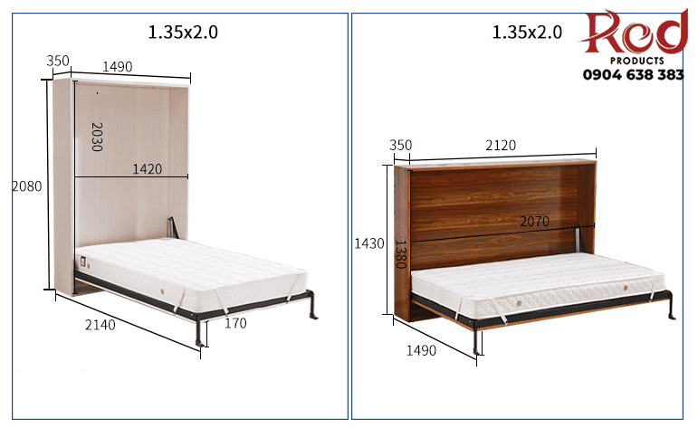 Giường gấp thông minh âm tủ cao cấp BTC1350 3