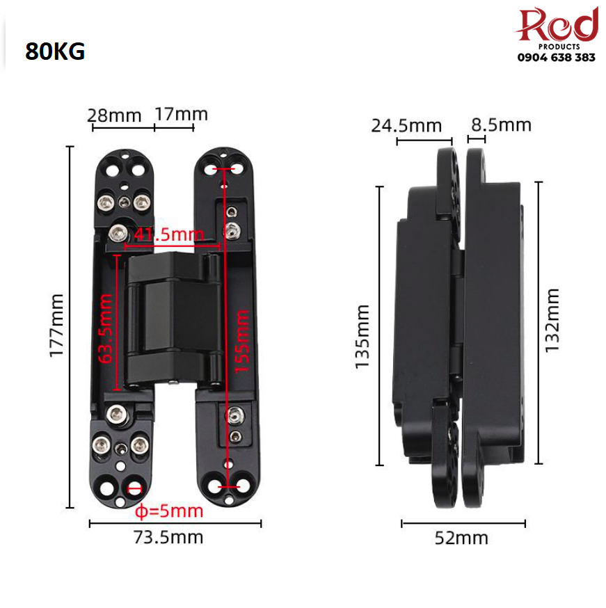 Bản lề chữ thập âm cửa nhiều tải trọng BTC-HC 40/120 5