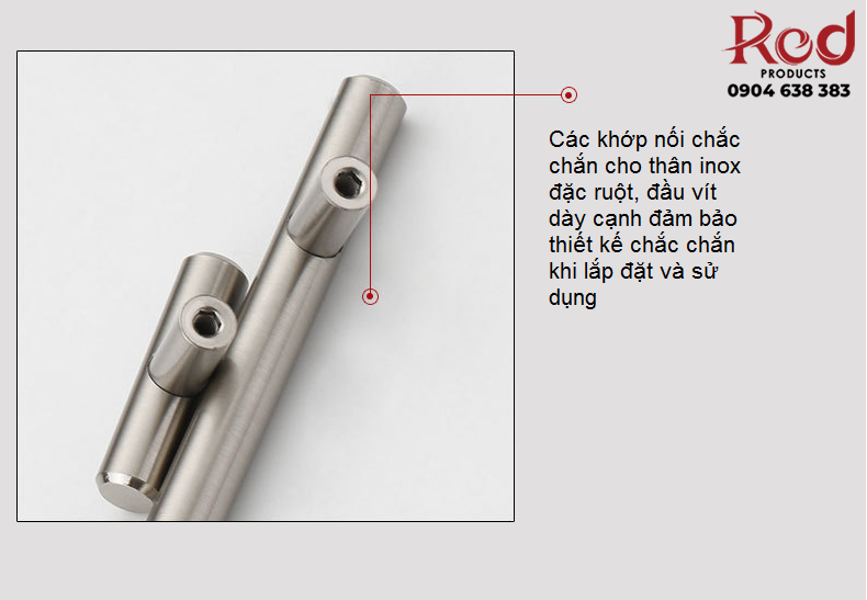 Tay nắm tủ inox 304 đặc ruột, chân đế chắc chắn khi lắp đặt