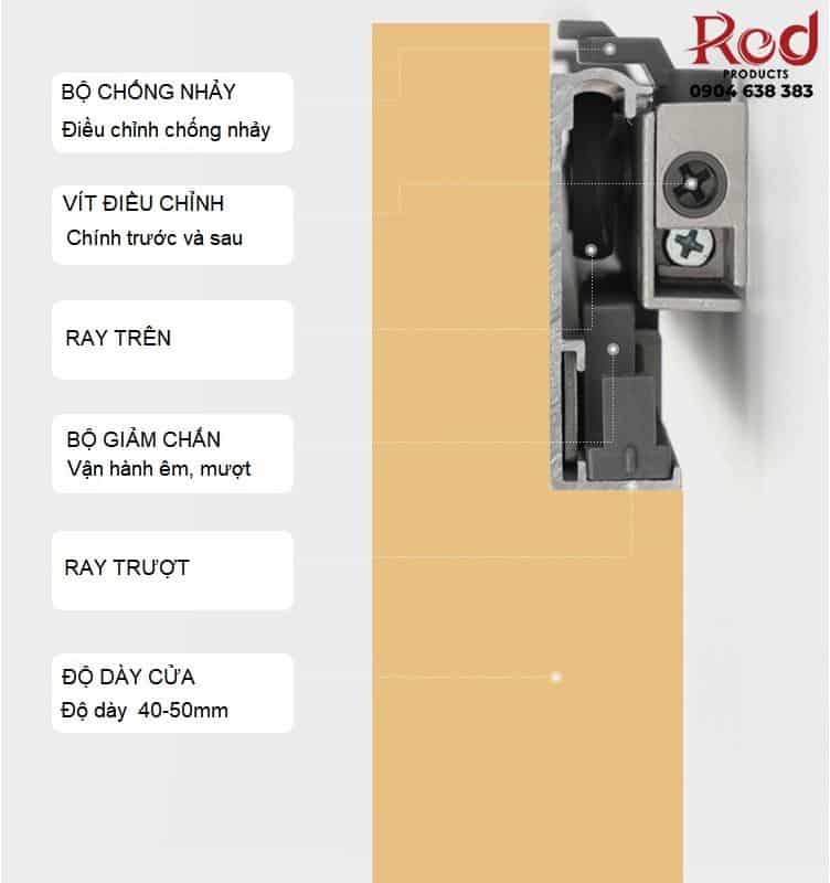 Ray trượt cửa lùa âm cho cửa gỗ và kính BTC.CL2721 6