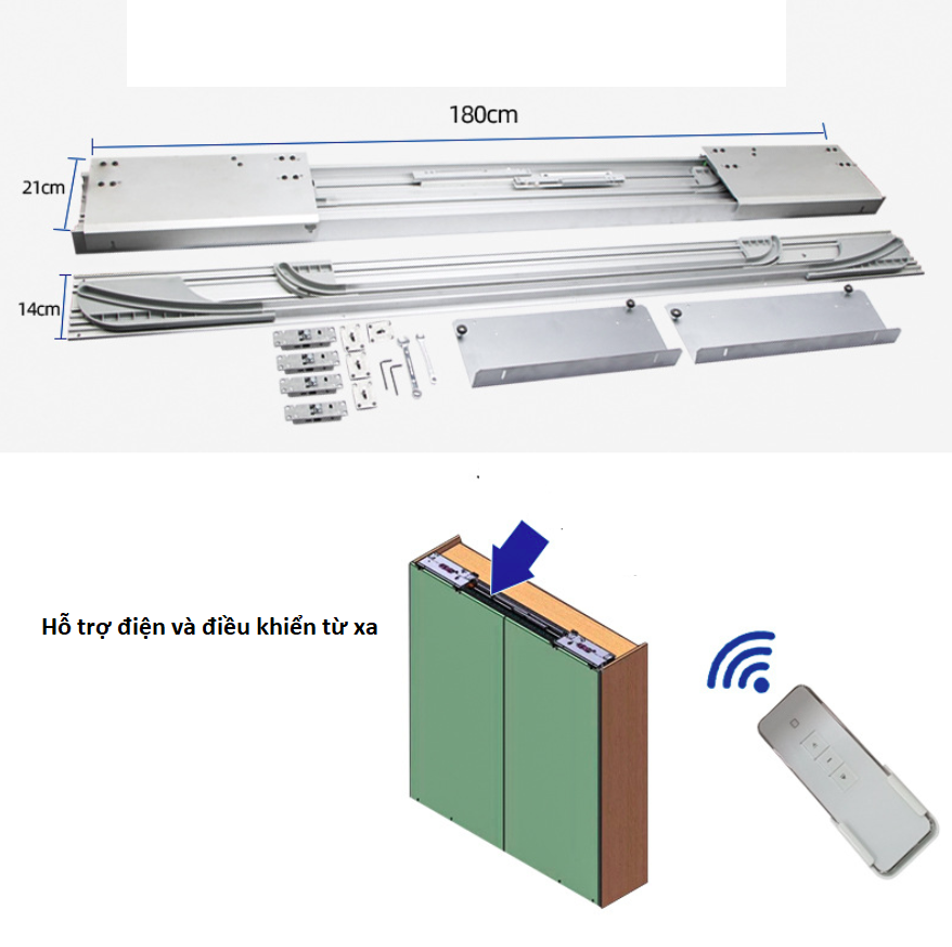 Ray trượt cửa lùa cánh phẳng tự động đóng mở BTS-EFD 3