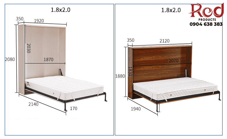 Phụ kiện giường đôi âm tủ treo tường BTC1800