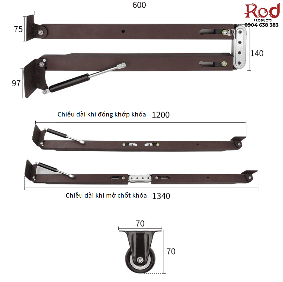 Phụ kiện bàn gập âm tủ tải trọng cao BTS-L80 3