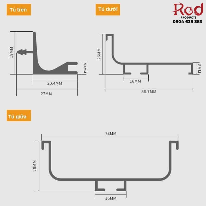 Tay nắm âm dạng thanh xẻ rãnh tủ bếp giữa MLS01C 8