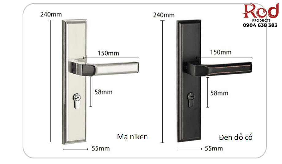 Ổ khóa cửa thông phòng màu đỏ đen A671-33RB 5