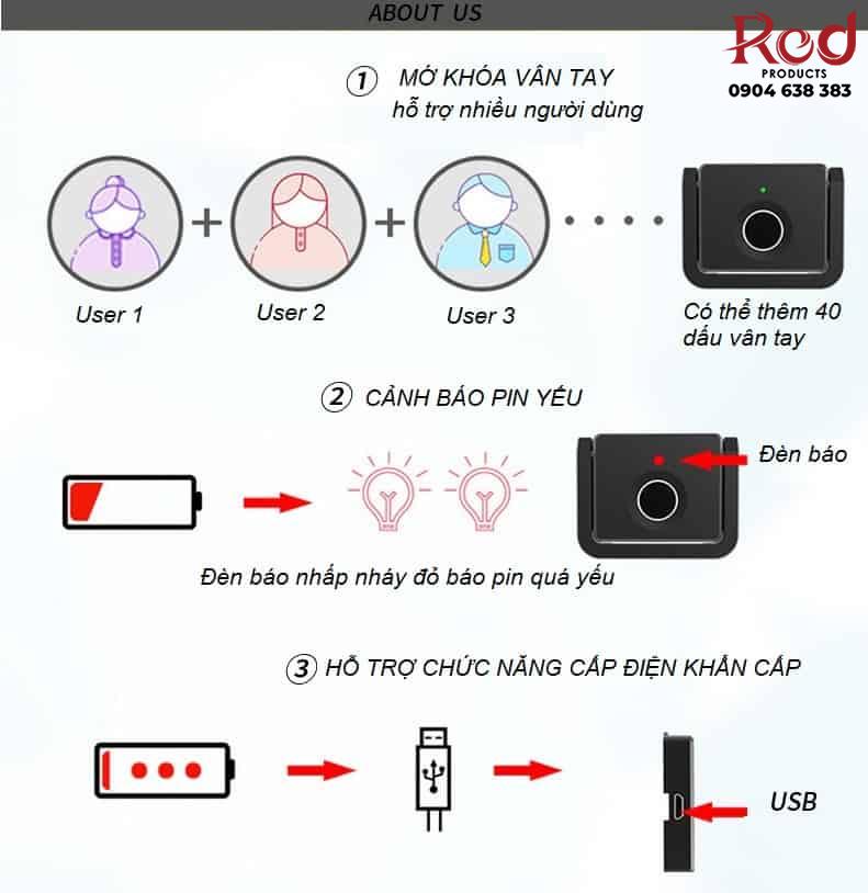 Khóa vân tay thông minh cho tủ gỗ cao cấp YLF053 5