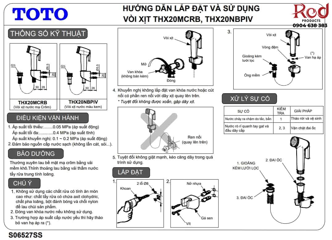 Vòi xịt vệ sinh phòng tắm bằng nhựa Toto THX20NBPIV 5