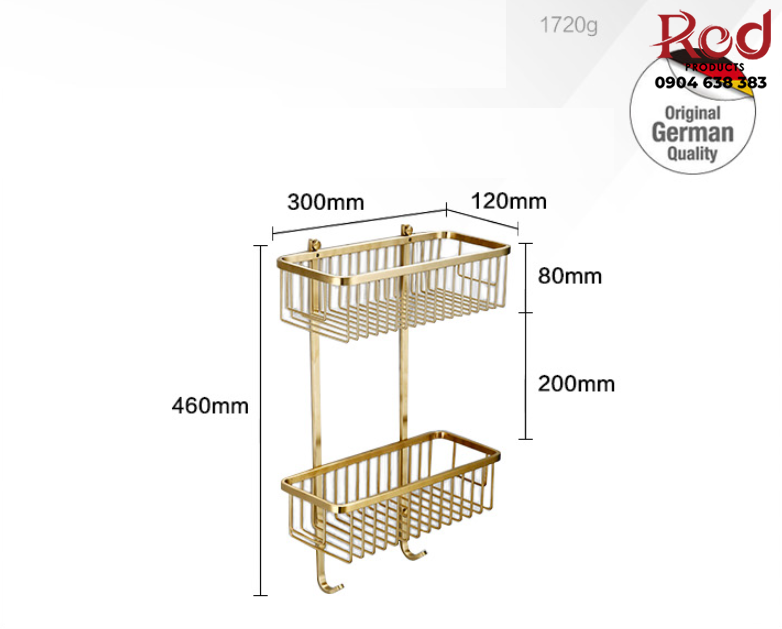 Kệ nhà tắm Đồng 2 tầng cao cấp Duradras DL1020J 3