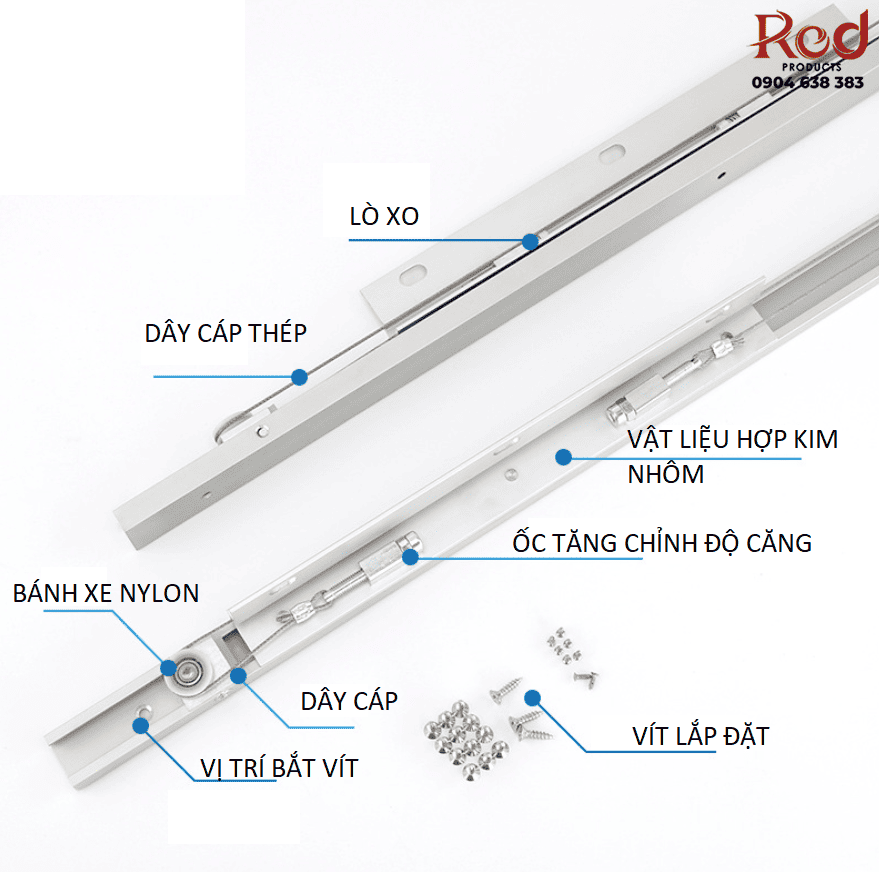 Ray trượt cửa gỗ 2 cánh đồng bộ BTS-SSD 4