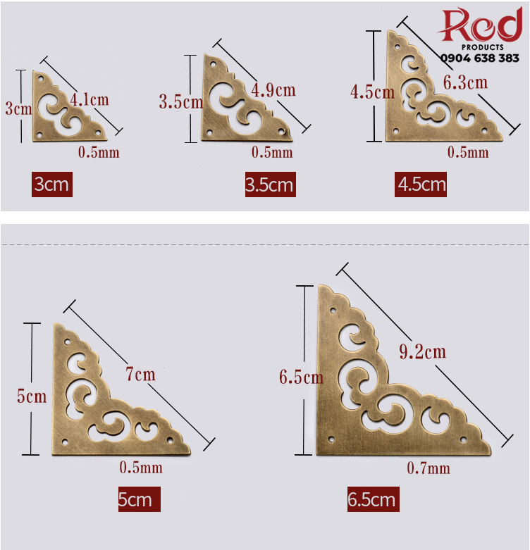 Bịt góc vuông hoạ tiết bằng đồng nguyên chất YM001 10