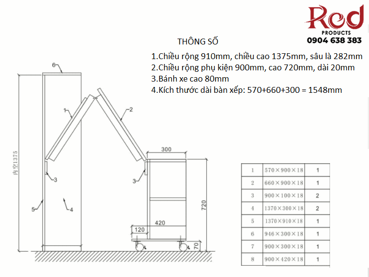 Phụ kiện bàn mở rộng âm tủ lật lên GS 01-23 9