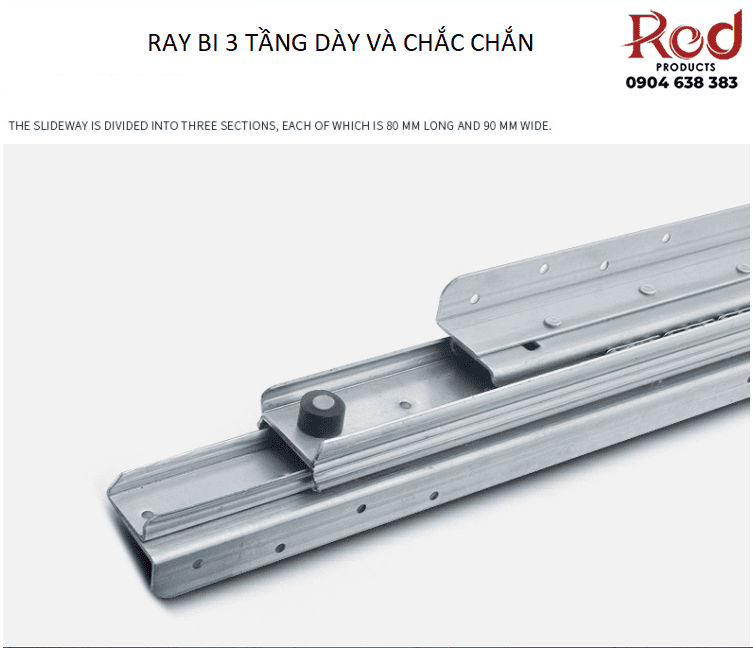 Ray bi 3 tầng kéo dài cho tủ cầu thang GS10-14 6