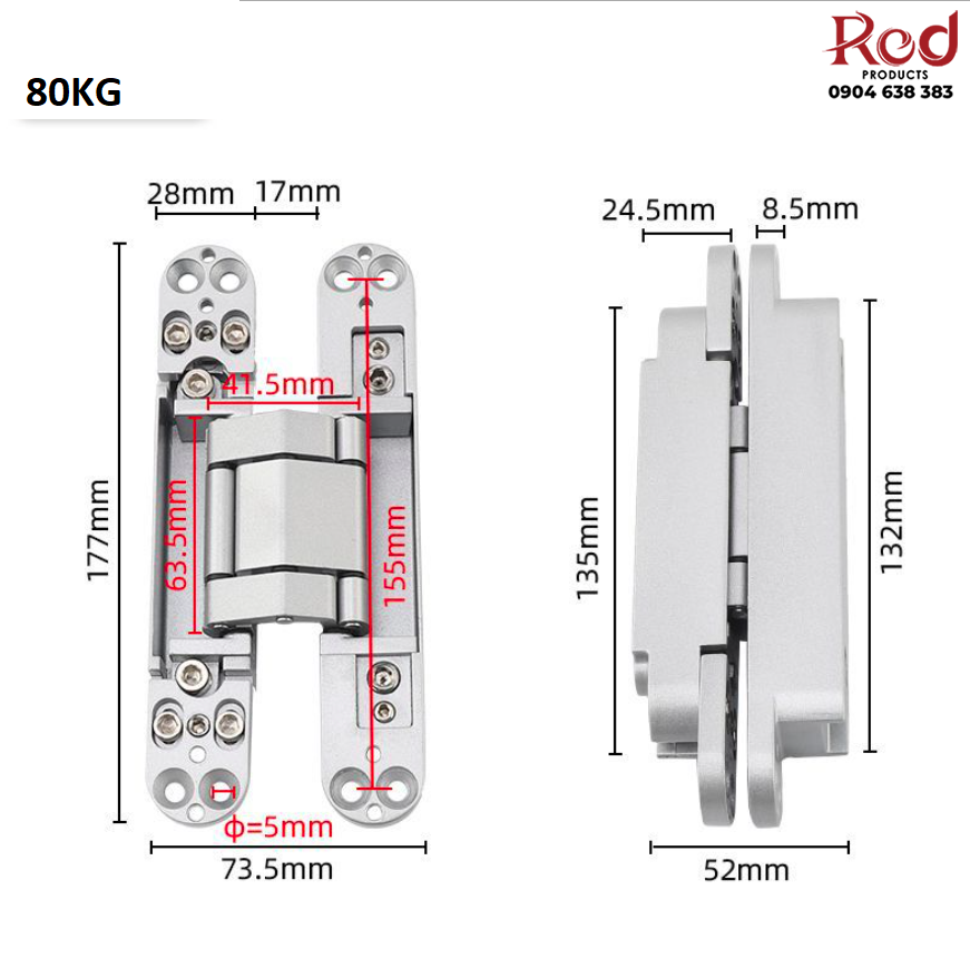 Bản lề chữ thập âm cửa nhiều tải trọng BTC-HC 40/120 10