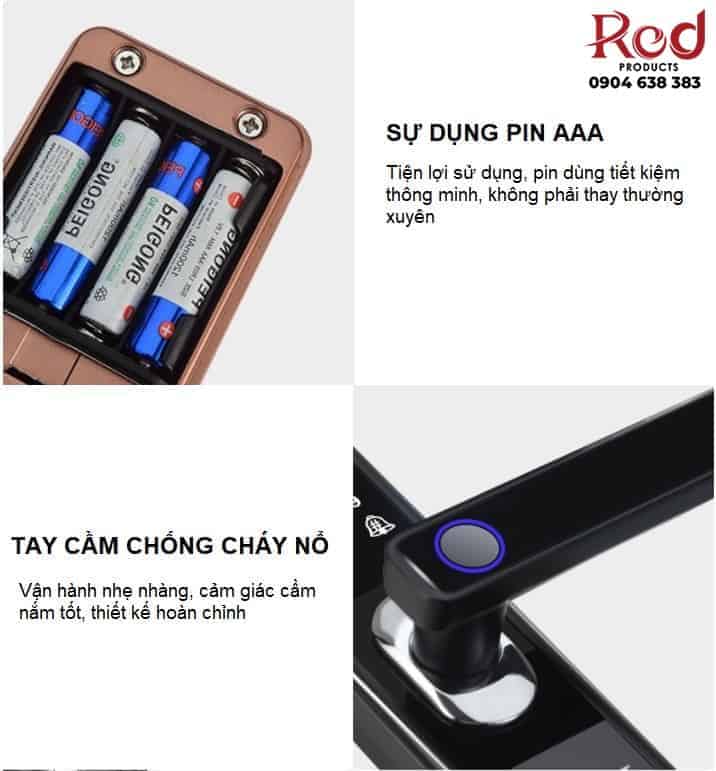 Khóa cửa thẻ từ vân tay mật khẩu cửa gỗ B2-1 10