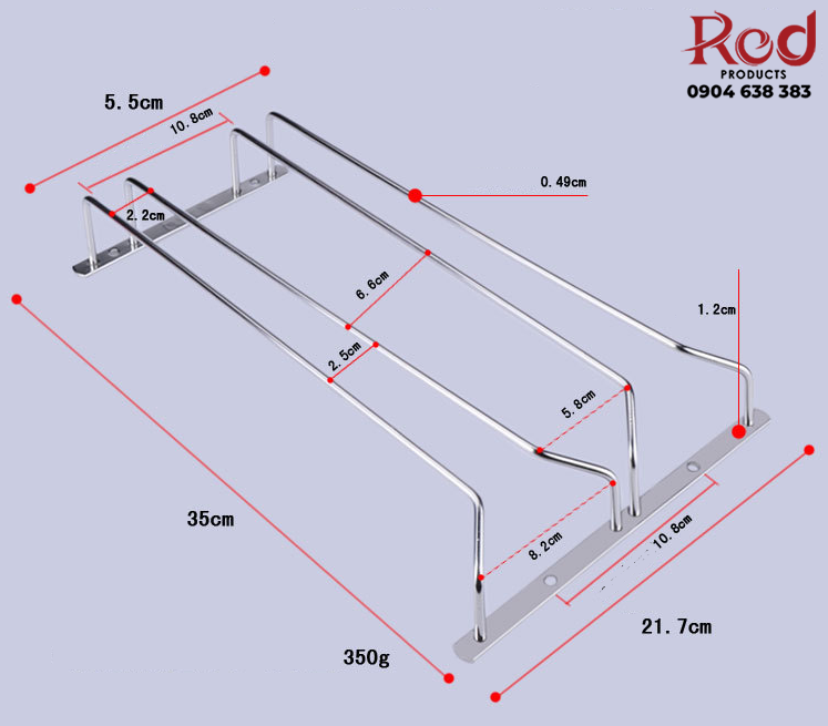 Giá treo ly rượu vang inox 304 nhiều kích thước GD101 9