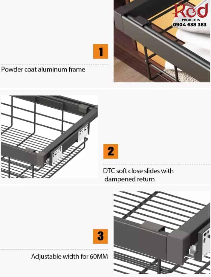 Giá rổ để đồ gấp âm tủ quần áo dạng nan Taura SV02 13