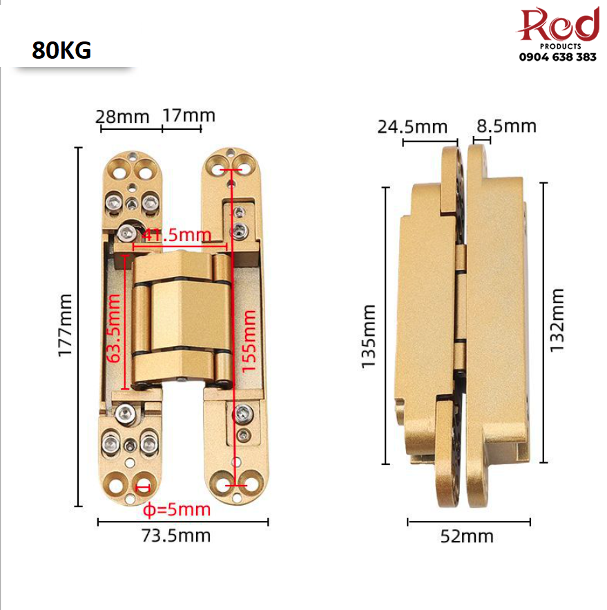 Bản lề chữ thập âm cửa nhiều tải trọng BTC-HC 40/120 8