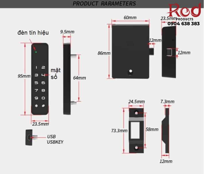 Ổ khóa mật mã mini cao cấp YLF023 6