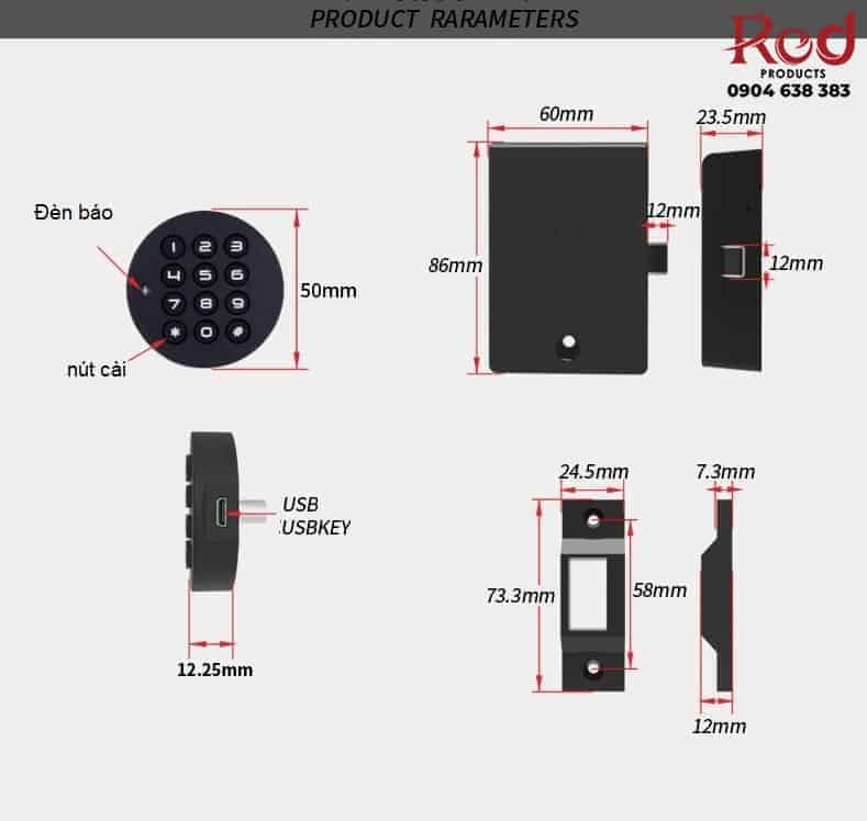 Khóa tủ gỗ bằng mật mã loại núm tròn cao cấp YLF029 6