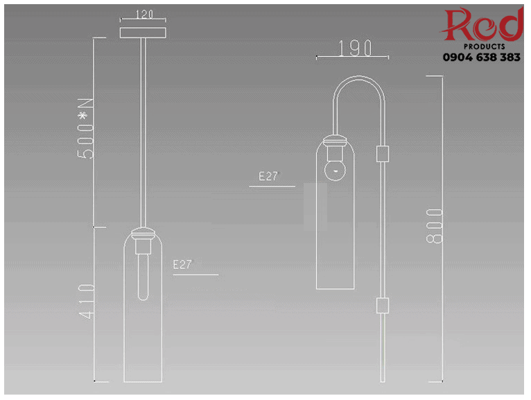 Đèn treo tường hiện đại tối giản màu xanh xám HZ520317 10