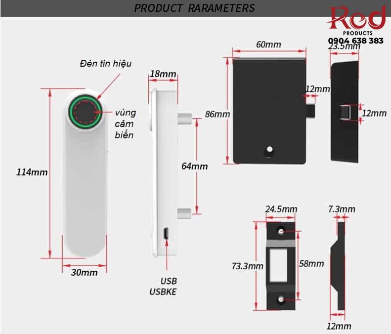 Khóa vân tay mini cho tủ gỗ cao cấp YLF028 9