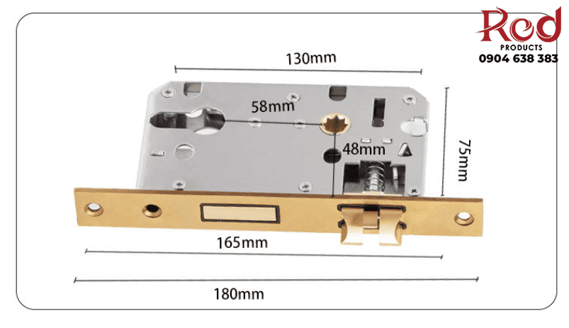 Khóa cửa phòng đồng vàng cao câp CS671-33F 6