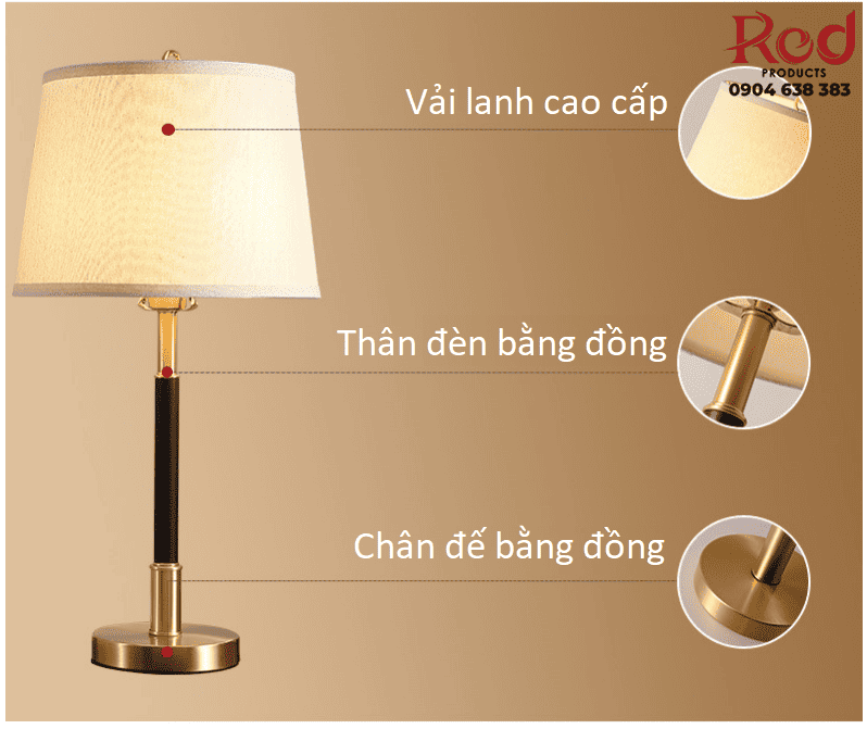 Đèn bàn phòng ngủ bằng đồng hiện đại MC399-1T 7