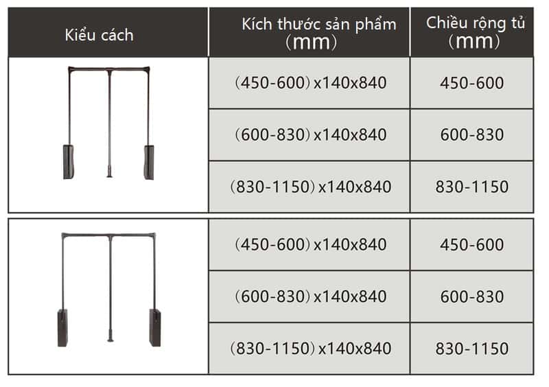 Suốt treo quần áo nâng hạ giảm chấn HL9567 8