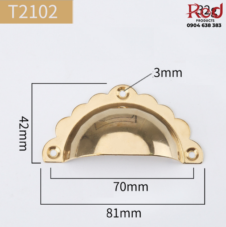 Tay nắm móc âm lồi cổ điển bằng đồng T2102 4