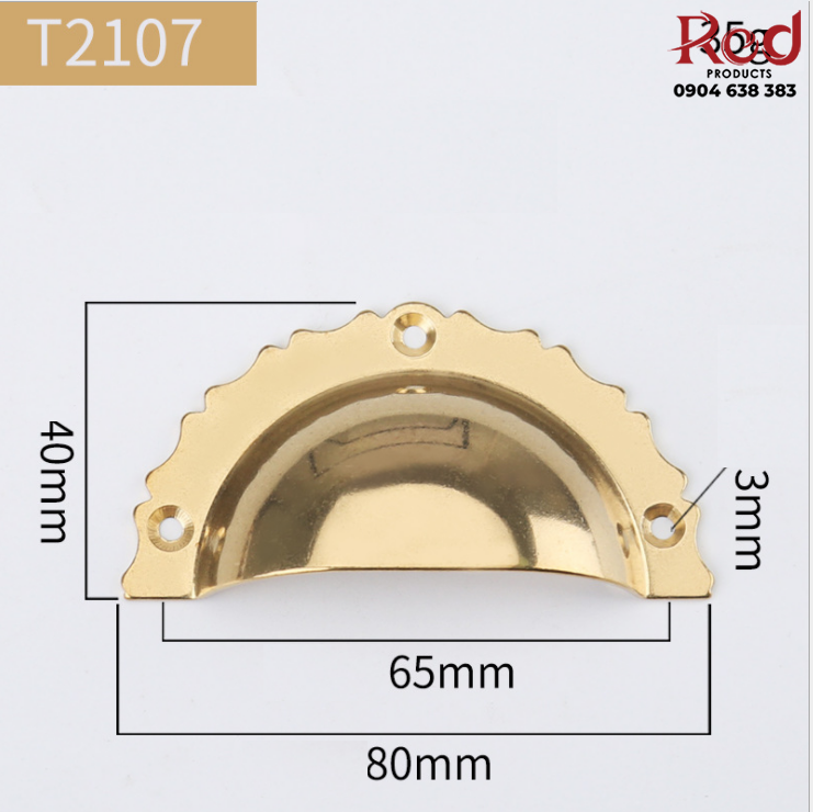 Tay nắm móc âm ngăn kéo cổ điển bằng đồng T2107 5