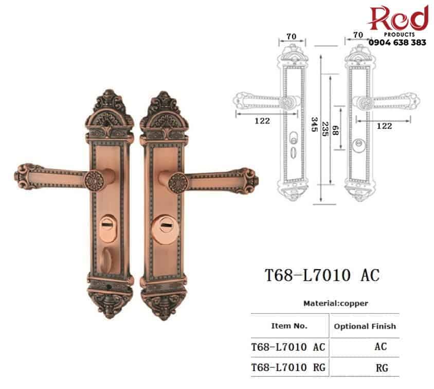 Khóa cửa chính bằng đồng thau biệt thự T68-L7010 8